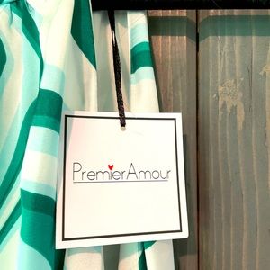 Premier Amour Dress, Halter Top, Shades of Green & White